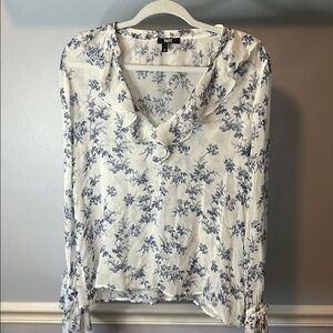 PAIGE Blue and White Floral Blouse
